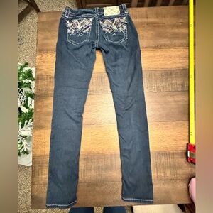 Miss Me Embroidered Blue Skinny Jeans